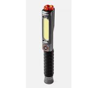 NEBO Big Larry Pro Plus - 600 Lumen Torch with COB Work Light - Pocket Clip Magnetic Base for Hands-Free Lighting - Portable COB LED Dimmable Flashlight - Hazard Light-Red,Steel Grey