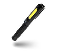 NEBO Big Larry Pro Plus - 600 Lumen Torch with COB Work Light - Pocket Clip Magnetic Base for Hands-Free Lighting - Portable COB LED Dimmable Flashlight - Hazard Light-Red, Stealth (Black)