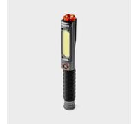 NEBO Big Larry Pro Plus - 600 Lumen Torch with COB Work Light - Pocket Clip Magnetic Base for Hands-Free Lighting - Portable COB LED Dimmable Flashlight - Hazard Light-Red,Steel Grey