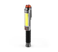 NEBO Big Larry Work Light, 600 Lumen Flashlight with COB Work Light, Pocket Clip Magnetic Base for Hands-Free Lighting, Portable COB LED Dimmable Flashlight, Hazard Light-Red