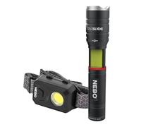 NEBO Combo Pack Tac Slyde Torch & 150 Headtorch - Headlight and Torch with Lantern Modes, Emergency Red Flash & Magnetic Base for Hands-Free Lighting