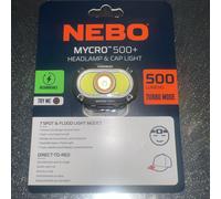 NEBO MYCRO 500+ Head Lamp for Runners - Rechargeable & Water Resistant Headtorch with Spot & Flood Light Modes - Headlight Torch with Strap for
