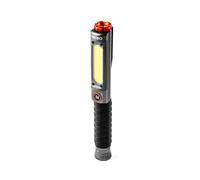 NEBO Big Larry Pro Plus - 600 Lumen Torch with COB Work Light - Pocket Clip Magnetic Base for Hands-Free Lighting - Portable COB LED Dimmable Flashlight - Hazard Light-Red,Steel Grey