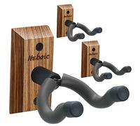 Neboic 3 Pack of Guitar Hanger, Guitar Wall Mount Display Bracket with Soft Padded Guitar Holder, Hard Wood Base Guitar Wall Hooks for All Bass Electric Acoustic Guitar Ukulele -Black Walnut