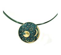 Nebra Sky Disc 30mm Green Enamel Starry Sky Sterling Silver Pendant