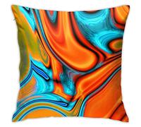 Nebra Vivid Modern Southwest Hipster Turquoise Orange Swirls Throw Pillow Cover Cozy Square Throw Pillow Case Home Decorative for Bed Couch Sofa Living Room Cushion Cover 18"X18"