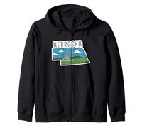 Nebraska Colourful American City Landmarks Love Zip Hoodie