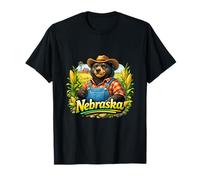 Nebraska Farm Bear Cornfield Country Vibes T-Shirt
