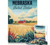Nebraska Farm Landscape Poster 1000 Pieces Jigsaws Adults Puzzles Gifts Memory Upgrade Leisure Time Sharp Cut Wall Art Decor (38x26cm)
