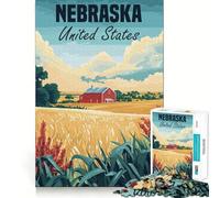 Nebraska Farm Landscape Poster Jigsaw Puzzles for Adults 1000 Piece Reason Skill Toy Anxiety Relief Exact Cut Elegant Gift (38x52cm)