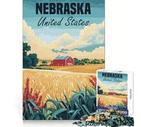Nebraska Farm Landscape Poster Jigsaw Puzzles for Adults 1000 Piece Reason Skill Toy Anxiety Relief Exact Cut Elegant Gift (38x52cm)