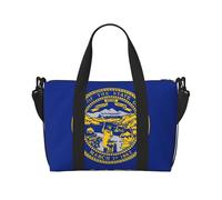 Nebraska Flag Duffel Bags for Traveling - Lightweight Personal Item Travel Bags for Women, Gym Bags for Men, Black, One Size