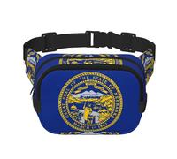 Nebraska Flag Square Double Layer Waist Bag Crossbody Bag/Adjustable Strap Chest,for Travel Workout Running Print with