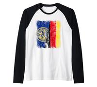 Nebraska Germany Half Flag Nebraska State German Heritage Raglan Baseball Tee