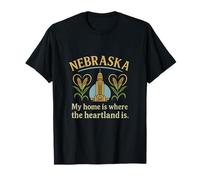 Nebraska Heartland State Pride Graphic in Gold Red Blue T-Shirt