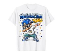 Nebraska King Dabbing Cool Nebraska State Flag for Kids T-Shirt