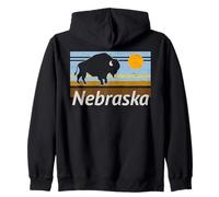 Nebraska Retro Buffalo Zip Hoodie