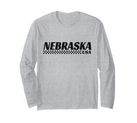 Nebraska USA Checkered Flag NEB Racing Motorsports Long Sleeve T-Shirt
