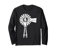 Nebraska Windmill, Vintage, Old Fashioned, Farm Long Sleeve T-Shirt