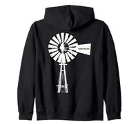 Nebraska Windmill, Vintage, Old Fashioned, Farm Zip Hoodie