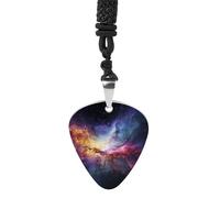 Nebula And Galaxy in The Universe Guitar Pick Necklace for Men Women Guitar Pick Holder Necklace Stainless Steel Picks Medium Pendant Musical Jewelry Gifts for Electric Guitar Bass Ukulele Players