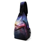 Nebula And Galaxy in The Universe Sling Bag with Rfid Blocking Causal Mens Crossbody Bag Lightweight Chest Pack Large Man Purse Travel Crossbody Backpack Shoulder Sling Backpack for Hiking Running Cyc