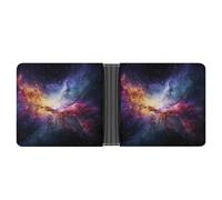 Nebula And Galaxy in The Universe Wallet for Men Minimalist Small Bifold Wallet Card Holder for ID, Credit Cards, Cash, Commuters