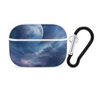 Nebula and Moon AirPod Pro Case, Anti Scratch Hard PC Cover with Keychain, AirPod Pro 2nd/1st Case Accessories for Women Men, White-Style