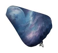 Nebula and Moon Bike Seat Cover Waterproof Oxford Fabric, Universal Adjustable Bicycle Saddle Cover with Drawstring Easy Install Protective Rain Dust Covers for Women Men