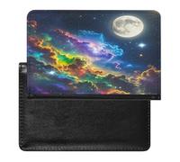 Nebula And Moon Passport Holder Passport Cover Protector Essentials with Credit Card Slots for Women Men