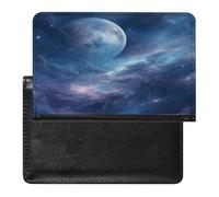 Nebula And Moon Passport Holder Passport Wallet Document Organizer Protector PU Leather Card Slot Travel Accessories