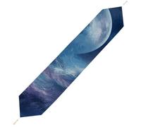 Nebula and Moon Table Runner for Dining Table, Short Plush Runners Washable & Durable Tablerunner Modern Home Decor for Wedding, Kitchen, Holiday 178*33cm