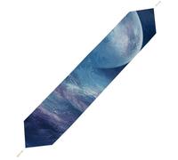 Nebula and Moon Table Runner for Dining Table, Short Plush Runners Washable & Durable Tablerunner Modern Home Decor for Wedding, Kitchen, Holiday 229*33cm