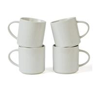 Nebula Coffee Mugs Set of 4, 12oz/340ml Stoneware Tea Cups with Large Handle for Latte/Cappuccino/Milk/Cocoa/Tea, Microwave & Dishwasher Safe, White