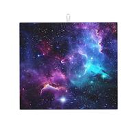 Nebula Colorful Drying Pad Space Galaxy Dish Drying Pad Drying Dish Mat Foldable Dishes Draining Mats for Countertops Coffee Maker Pots 46X61Cm