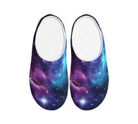 Nebula Colorful Women's Slippers Flannel House Slippers for Men Galaxy Star Non-Slip Warm Winter Shoes for Indoor Outdoor UK 11-12
