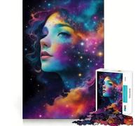 Nebula Face Charming Woman Hard Jigsaw Puzzle for Adults 1000 Pieces Think Toy Peaceful Fun Clean Cut Fine Art Piece (38x26cm)