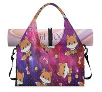 Nebula Galaxy Fox Sports Duffle Bag with Shoe Compartment Galaxy Print Weekend Overnight Bags Tote Cabin Luggage Bag for Gym Yoga Travel