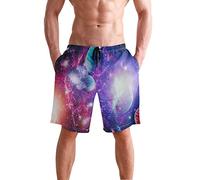 Nebula Galaxy Planet Men's Trunks Beach Board Shorts Drawstring Waist Mesh Lining Multicoloured