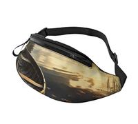 Nebula in Desert Monument Valley Landscape Fanny Pack for Women Men Fashion Waist Pack Adjustable Belt Bag for Workout Running Travelling Casual Waist Bag, Boat At Lake Shore, One Size