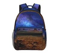 Nebula In Desert Monument Valley Landscape Printed Laptop Backpack Fashion Lightweight Ergonomic Backpacks Casual Travel Daypack For Women Men, Black, One Size