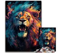 Nebula Lion's Colorful Psychedelic JigsawPuzzle 1000 Pieces for Adults Puzzles for Adults Family Activity Brain Teaser Home Decor 1000 PCS(38x26cm)