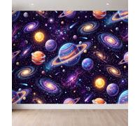 Nebula Planet Universe Printed Wallpaper 250 x 175 cm | Dreamy Cosmic Non-woven Wall Mural for Bathroom Bedroom Living Room Waterproof Photo Wallpaper, Dark