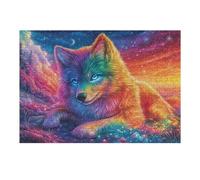 Nebula Rainbow Fox 300-piece Jigsaw Puzzle Bundle Starry Nebula Glow Family Puzzle Lovers Brain Training Mindful Activity Spring Rigid Cardboard 300 PCS