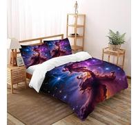 Nebula Star Bedding Set 3D Design Space Theme Duvet Cover Set Chic Breathable Comforter Cover for Boys&Girls with Pillowcase Super King（260x220cm）