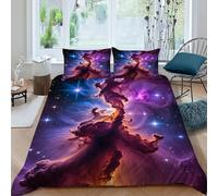 Nebula Star Bedding Set Theme Bedspread Space Theme Duvet Cover Set Microfiber Comforter Cover Suitable for Family,couple,children with Pillow King（220x240cm）