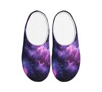 Nebula Star Women's Slippers Flannel House Slippers for Men Space Non-Slip Warm Winter Shoes for Indoor Outdoor UK 4-5