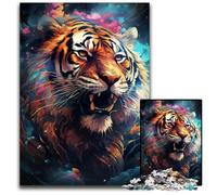 Nebula Tiger's Colorful Psychedelic 1000 Piece Jigsaw Puzzle Impossible Jigsaw Puzzles for Adults for Home Decor Brain Training 1000 PCS(38x26cm)