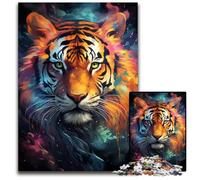 Nebula Tiger's Colorful Psychedelic Puzzles 1000 Pieces for Adults PaperJigsaw Perfect for Family Gatherings Birthdays Holidays 1000 PCS(38x26cm)