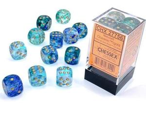 Nebula TM 16mm D6 Oceanic/Gold Luminary Dice Block? (12 Dices)